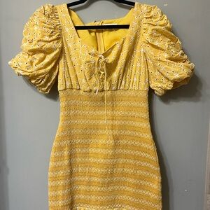 Yellow Puff Sleeve Dress